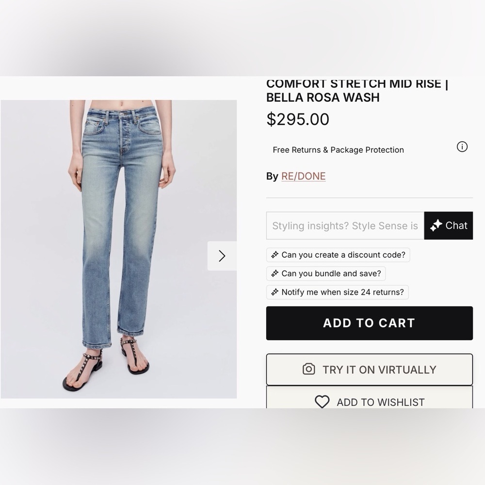 Re/Done Mid Rise Stovepipe Comfort Stretch Jeans - Picture 4 of 11